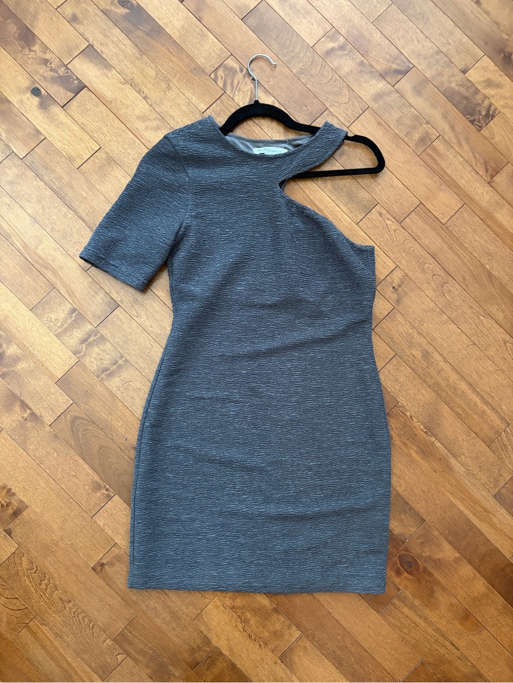BCBGeneration One-Shoulder Cutout Gray Sheath Dress